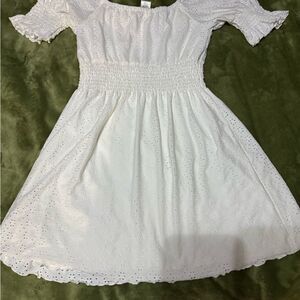 Romantics White Eyelet Mini lace Dress Y2K, lace, princess,preppy, boho, beach